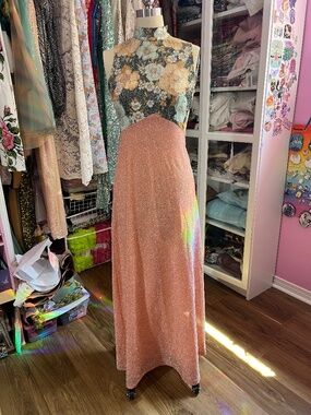 Vintage 70s Lurex Maxi Dress Size 10